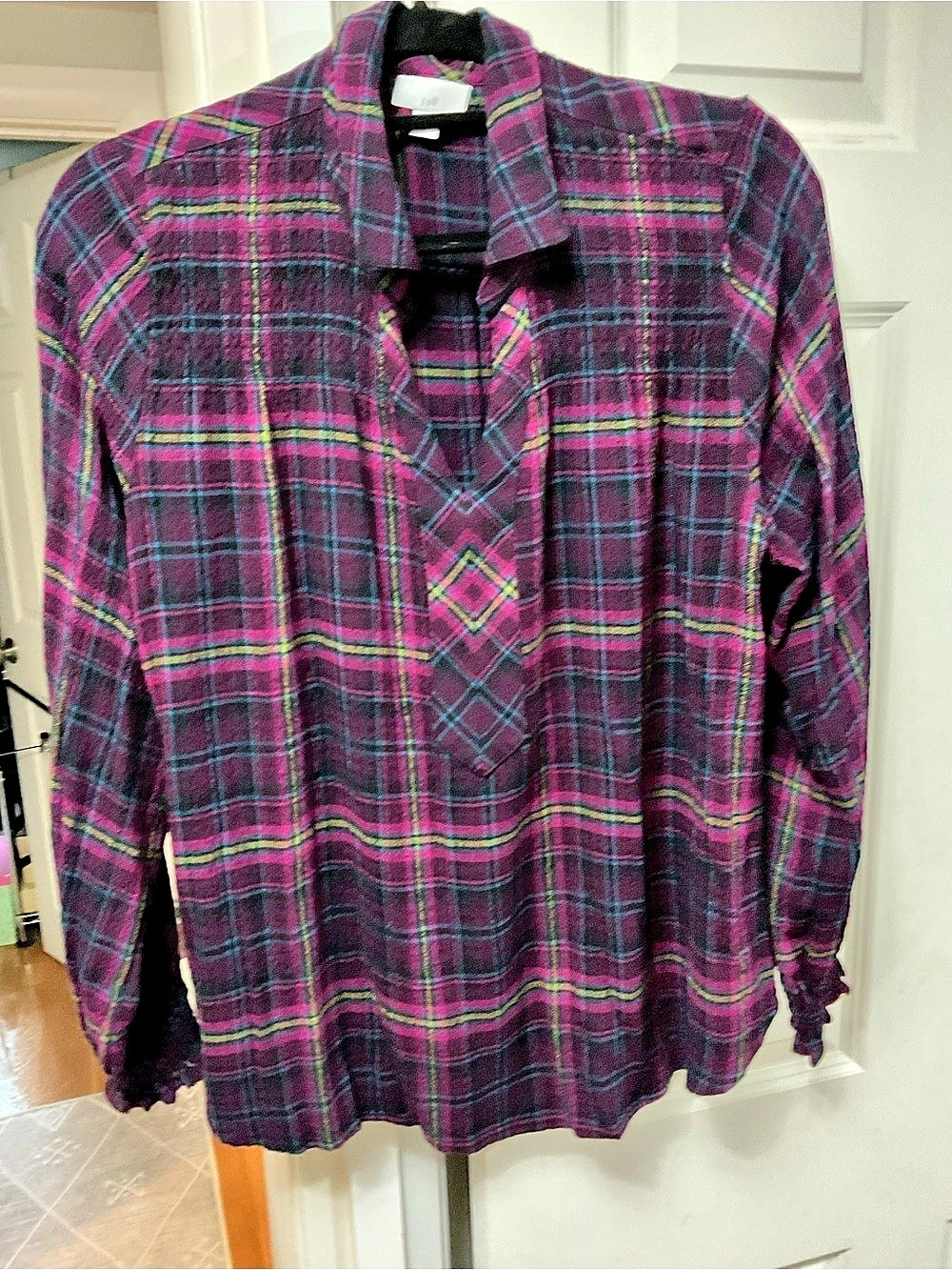 J. Jill Plaid Tunic in Purple & Pink Size Medium Like New
